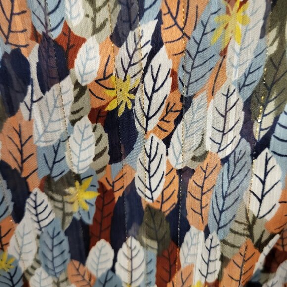 Bucketlist Womens Leaf Sheer Blouse Top Size Medium Balloon Sleeve Boho Peasant - Picture 3 of 7